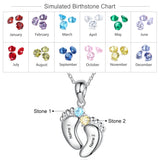 Personalized Baby Feet Sterling Silver Pendant/Necklace: 1 Name