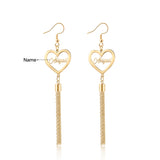 Personalized Heart Design w/Name Stainless Steel Tassel Earrings