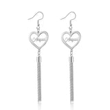 Personalized Heart Design w/Name Stainless Steel Tassel Earrings