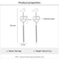 Personalized Heart Design w/Name Stainless Steel Tassel Earrings