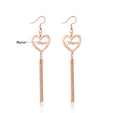 Personalized Heart Design w/Name Stainless Steel Tassel Earrings