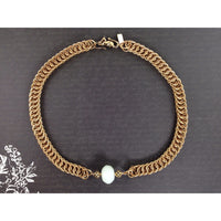 Exclusive! Handwoven Amazonite Gemstone Persian Weave w/Brass Links Necklace