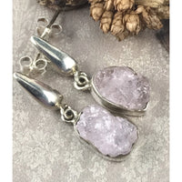 Morganite (Rough) .925 Sterling Silver Post Earrings