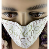 Handsewn Face Cover with Filter Pocket, Bendable Nose Wire, & Adjustable Elastic - Faith, Love, Hope, Home - 5 Sizes