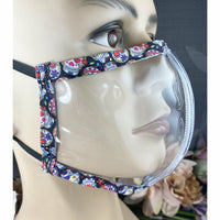 New Improved Design! Handsewn Face Cover with Adjustable Elastic - Clear Vinyl - 5 Sizes