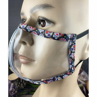 New Improved Design! Handsewn Face Cover with Adjustable Elastic - Clear Vinyl - 5 Sizes