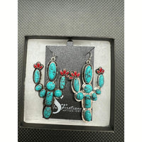Faux Turquoise Silver-Plated Earrings