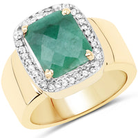 Natural Emerald (Dyed) & White Topaz 14kt Gold-Over-Sterling Ring