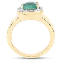 Natural Emerald (Dyed) & White Topaz 14kt Gold-Over-Sterling Ring