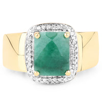 Natural Emerald (Dyed) & White Topaz 14kt Gold-Over-Sterling Ring