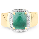Natural Emerald (Dyed) & White Topaz 14kt Gold-Over-Sterling Ring