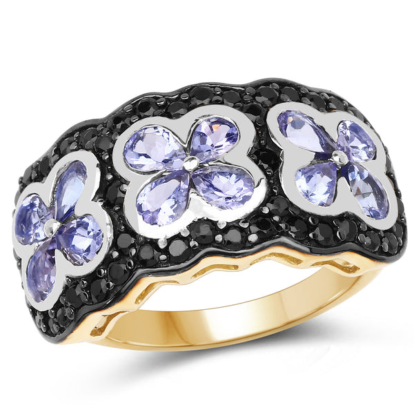 Tanzanite & Black Spinel 14kt Gold-Over-Sterling Ring